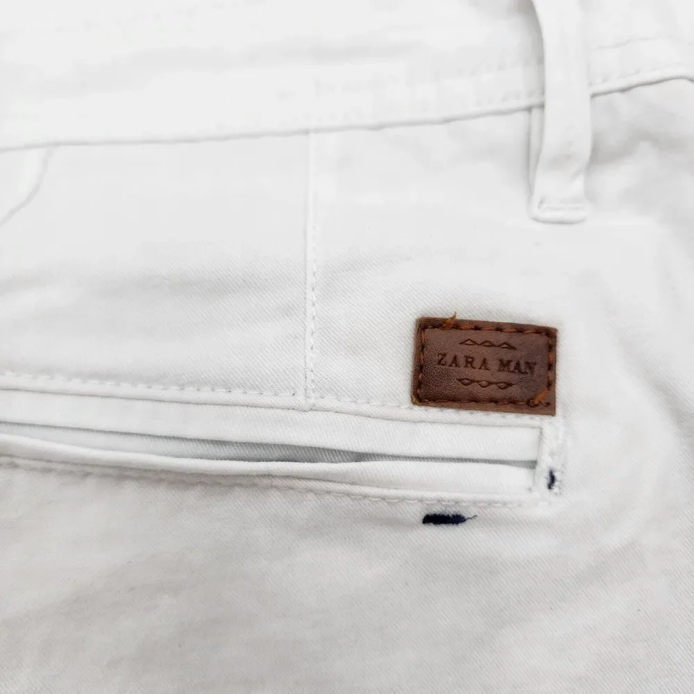 Zara Men's Size 32 Shorts White  Cotton‎ SEE PHOTOS READ
